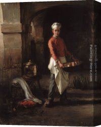 Claude-joseph Canvas Paintings - The Kitchen Boy by Claude Joseph Bail