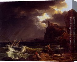 Claude-joseph Canvas Paintings - A Shipwreck In A Stormy Sea By The Coast by Claude-Joseph Vernet