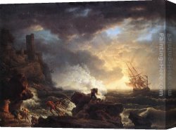 Claude-joseph Canvas Paintings - Shipwreck by Claude-Joseph Vernet