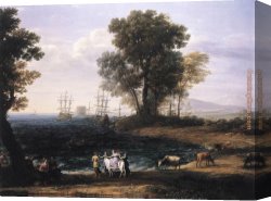 Rapto De Europa 02 Canvas Paintings - Coast Scene with the Rape of Europa by Claude Lorrain