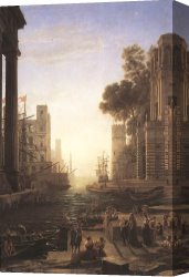 The Embarkation for Cythera Canvas Paintings - Embarkation of St Paula Romana at Ostia by Claude Lorrain