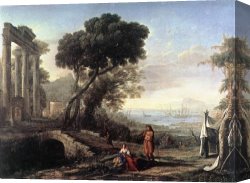 Claude Lorrain Canvas Paintings - Italian Coastal Landscape by Claude Lorrain
