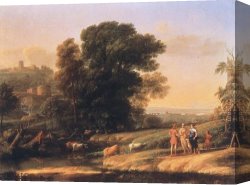Diana And Acteon Canvas Paintings - Landscape with Cephalus and Procris Reunited by Diana by Claude Lorrain