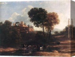 A Spanish Shepherd Canvas Paintings - Landscape with Shepherds by Claude Lorrain