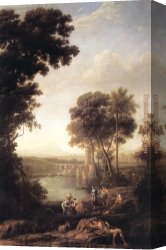 Moses Canvas Paintings - Landscape with the finding of Moses by Claude Lorrain