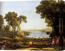 The Mystic Marriage of St Catherine Canvas Paintings - Landscape With The Marriage Of Isaac And Rebekah by Claude Lorrain