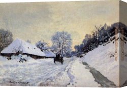 The Inspiration of Saint Matthew Canvas Paintings - A Cart On The Snow Covered Road With Saint Simeon Farm by Claude Monet