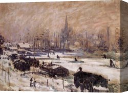 Amsterdam Canvas Paintings - Amsterdam in the Snow by Claude Monet