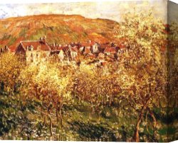 Trees in Park Canvas Paintings - Apple Trees In Blossom by Claude Monet