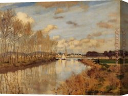 Arms Canvas Paintings - Argenteuil Seen from the Small Arm of the Seine 2 by Claude Monet