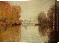 Argenteuil Canvas Paintings - Autumn on the Seine at Argenteuil by Claude Monet