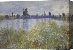 Seine Canvas Paintings - Bank of the Seine V theuil by Claude Monet