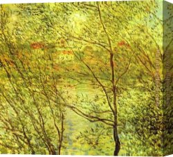Bank Canvas Paintings - Banks of the Seine by Claude Monet
