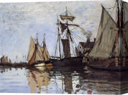 Port of Valencia Canvas Paintings - Boats in the Port of Honfleur by Claude Monet
