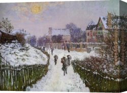 Boulevard Canvas Paintings - Boulevard St Deni Argenteuil Snow Effect by Claude Monet