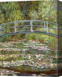 Water-mill Canvas Paintings - Bridge over a Pool of Water Lilies by Claude Monet