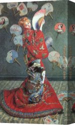 Preparing for The Costume Ball Canvas Paintings - Camille Monet in Japanese Costume by Claude Monet