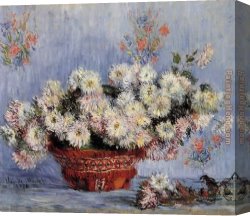 Chrysanthemums Canvas Paintings - Chrysanthemums 1 by Claude Monet