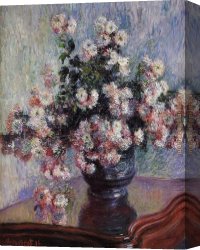 Chrysanthemums Canvas Paintings - Chrysanthemums 2 by Claude Monet