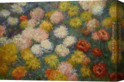 Chrysanthemums Canvas Paintings - Chrysanthemums 3 by Claude Monet