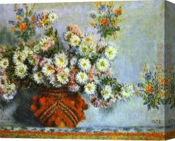 Chrysanthemums Canvas Paintings - Chrysanthemums by Claude Monet