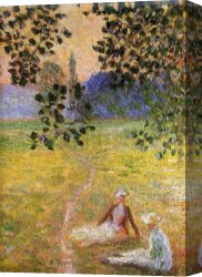 Giverny Canvas Paintings - Evening in the Meadow at Giverny by Claude Monet