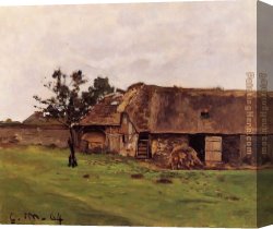Sky in Honfleur Canvas Paintings - Farm near Honfleur by Claude Monet