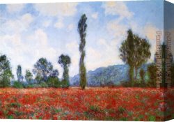 Poppies of Toscano I Canvas Paintings - Field of Poppies by Claude Monet