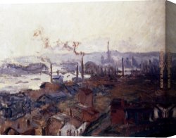 Rouen Canvas Paintings - General View Of Rouen From St Catherine s Bank by Claude Monet