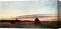 Haystack Snow Effect Canvas Paintings - Haystacks At Chailly by Claude Monet