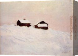 Snow Canvas Paintings - Houses in the Snow by Claude Monet