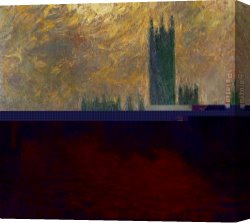 Sky in Honfleur Canvas Paintings - Houses of Parliament Stormy Sky by Claude Monet