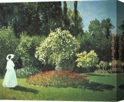 Birds And a Spaniel in a Garden Canvas Paintings - Jeanne-Marguerite Lecadre in the Garden by Claude Monet