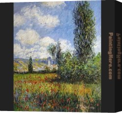 Jaune Poppy Canvas Paintings - Lane In The Poppy Fields by Claude Monet
