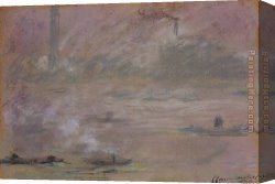 London Canvas Paintings - London Boats on the Thames by Claude Monet