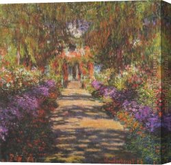 Giverny Canvas Paintings - Main Path through the Garden at Giverny by Claude Monet