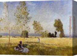 A Goat in a Meadow Canvas Paintings - Meadow at Bezons by Claude Monet