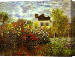 Claude Monet Canvas Paintings - Monet's Garden at argenteuil by Claude Monet