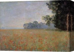 Jaune Poppy Canvas Paintings - Oat and Poppy Field 2 by Claude Monet