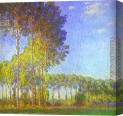 Bank Canvas Paintings - Poplars on the Banks of the Epte by Claude Monet