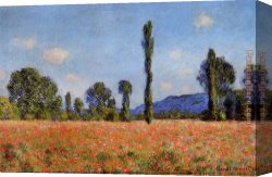 Jaune Poppy Canvas Paintings - Poppy Field Giverny 2 by Claude Monet