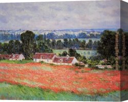 Jaune Poppy Canvas Paintings - Poppy Field Giverny by Claude Monet