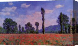 Jaune Poppy Canvas Paintings - Poppy Field in Giverny by Claude Monet