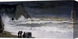 Rough Canvas Paintings - Rough Sea At Etretat by Claude Monet
