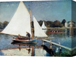 Argenteuil Canvas Paintings - Sailing At Argenteuil by Claude Monet