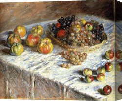 Allegory of Human Life Canvas Paintings - Still Life Apples And Grapes by Claude Monet