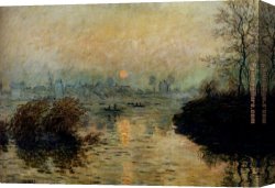 Fun in The Sun VIII Canvas Paintings - Sun Setting Over The Seine At Lavacourt by Claude Monet