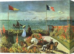 Two Sisters (on The Terrace) Canvas Paintings - Terrace at St Adresse by Claude Monet