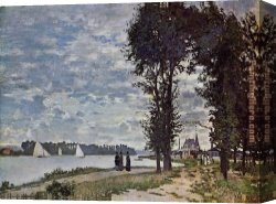 Seine Canvas Paintings - The Banks of the Seine at Argenteuil by Claude Monet