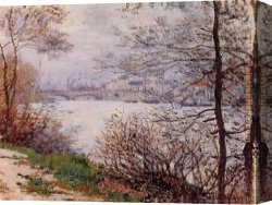 Seine Canvas Paintings - The Banks of the Seine Ile de la Grande Jatte by Claude Monet